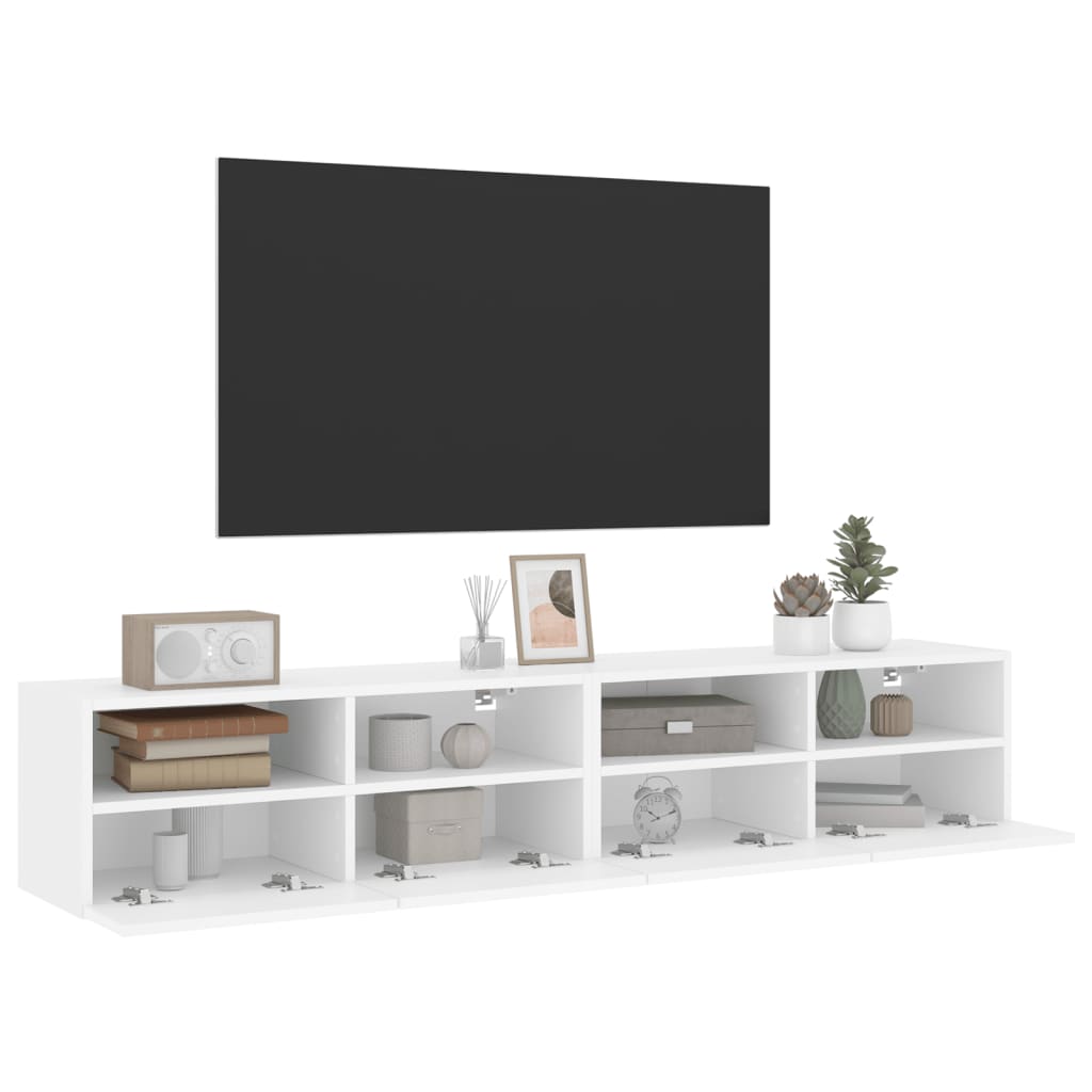 Armoires murales TV 2 pcs. Blanc 80x30x30 cm en bois