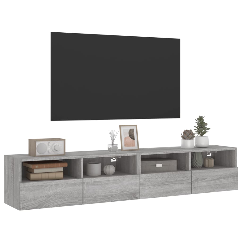 TV-Wandschränke 2 Stk. Grau Sonoma 80x30x30 cm Holzwerkstoff