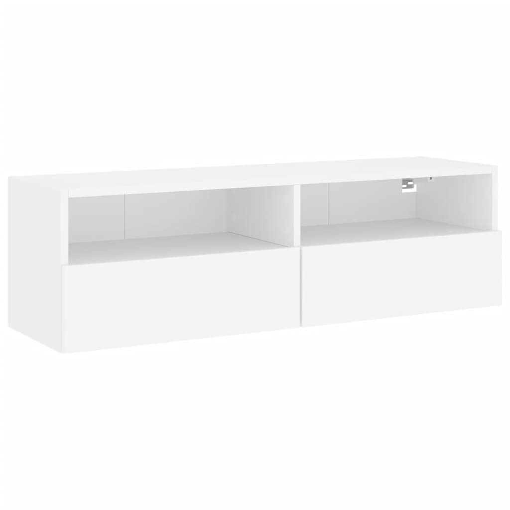 Meuble TV mural blanc 100x30x30 cm en matériau à base de bois