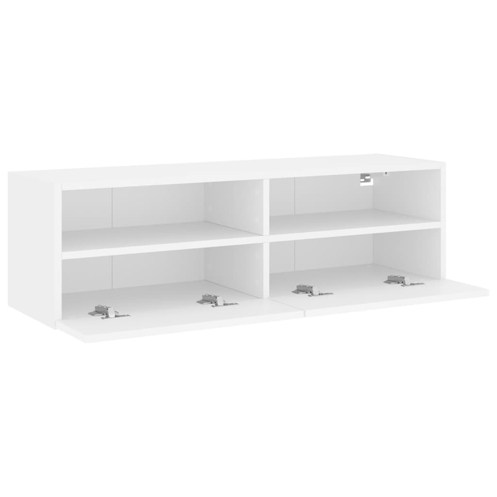 Meuble TV mural blanc 100x30x30 cm en matériau à base de bois