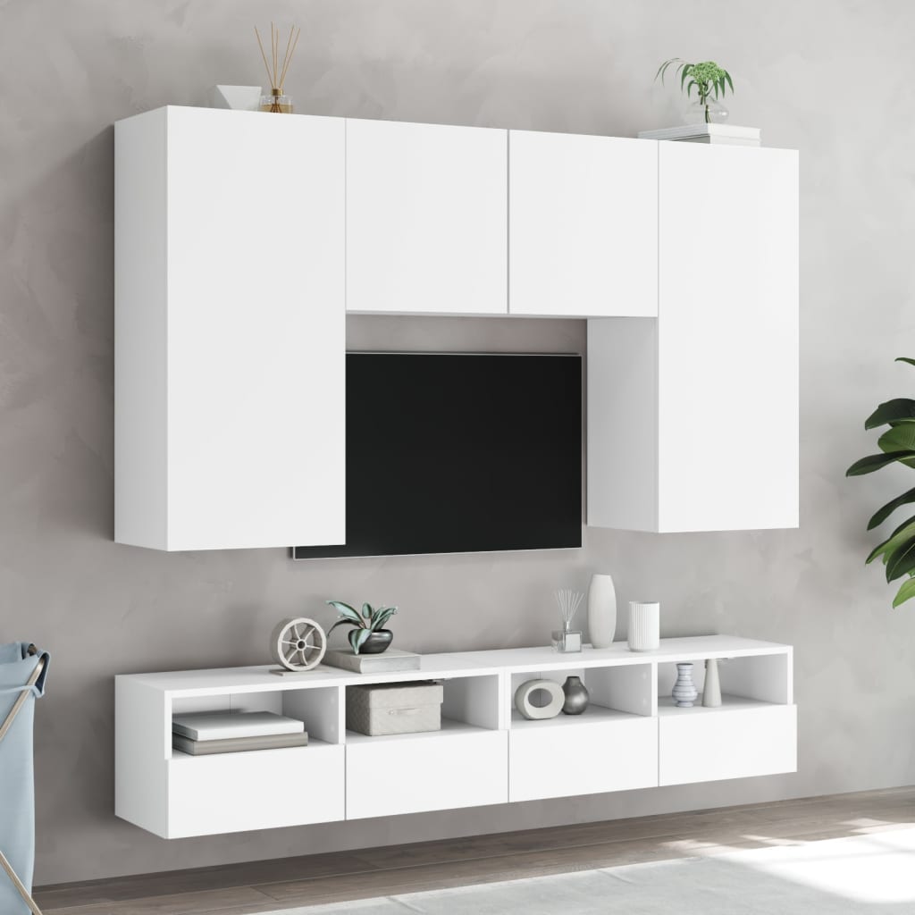Meubles muraux TV 2 pièces blanc 100x30x30 cm matériau bois