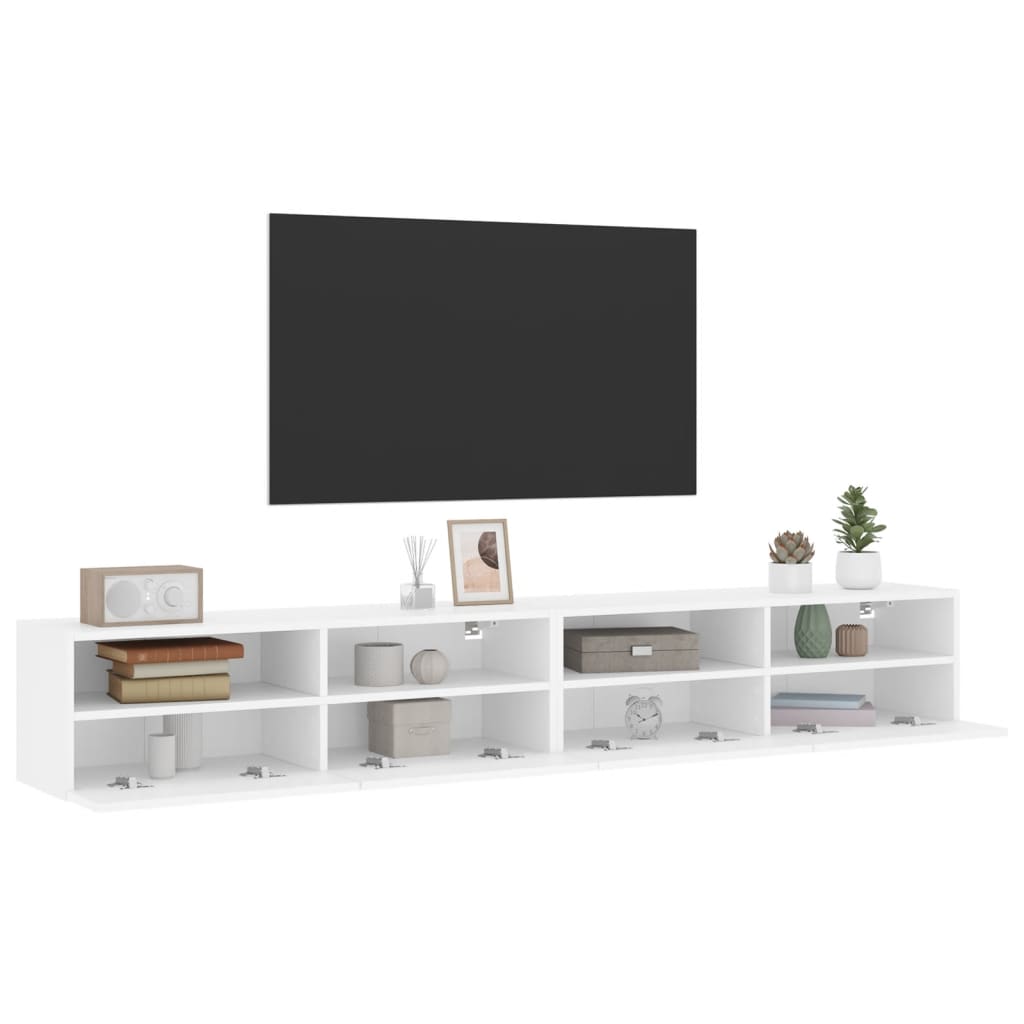 Meubles muraux TV 2 pièces blanc 100x30x30 cm matériau bois