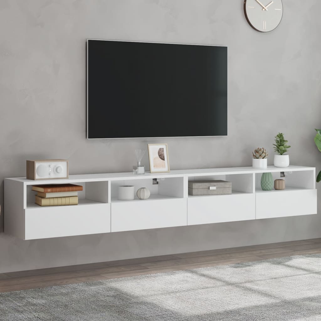 Meubles muraux TV 2 pièces blanc 100x30x30 cm matériau bois
