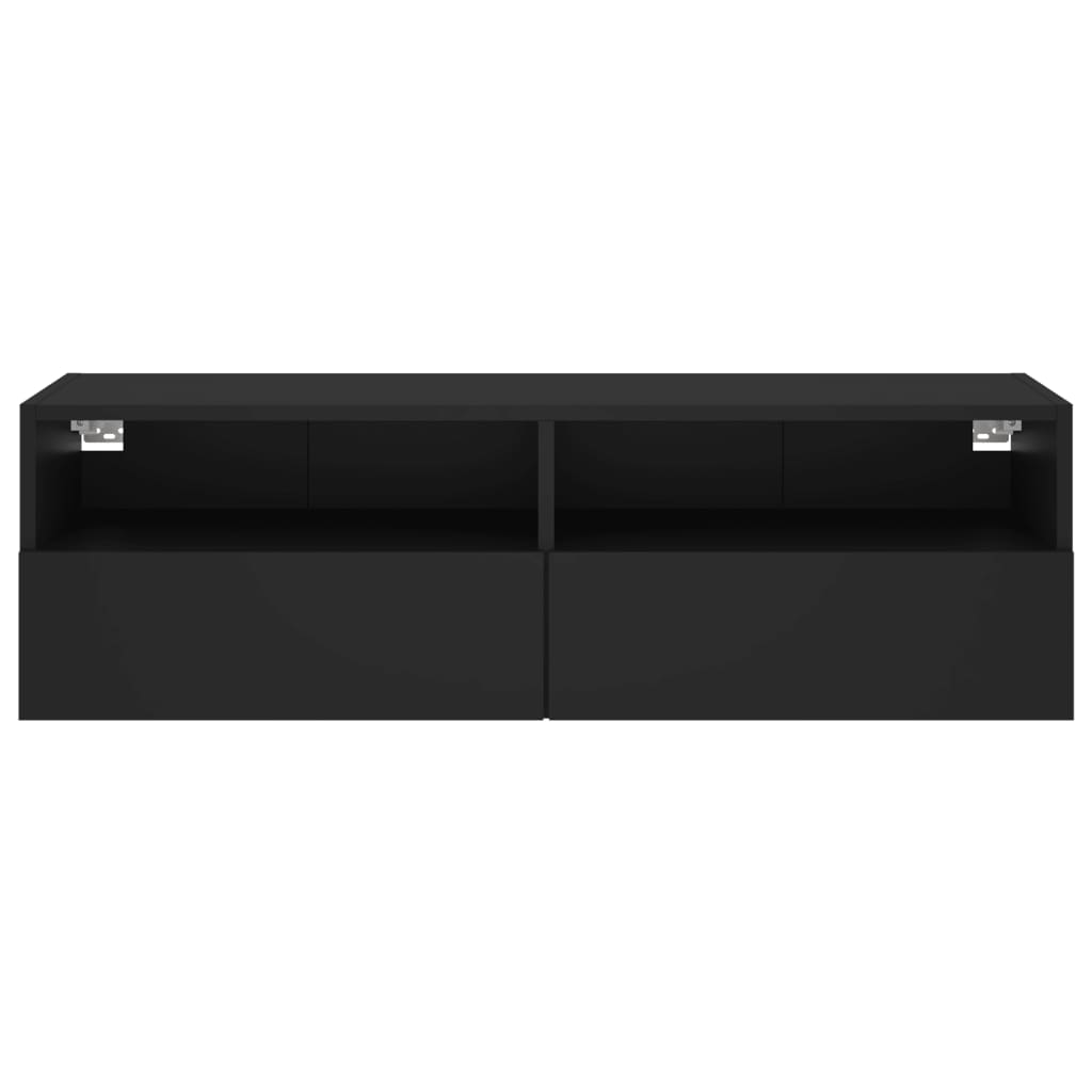 Meuble TV mural noir 100x30x30 cm en matériau à base de bois