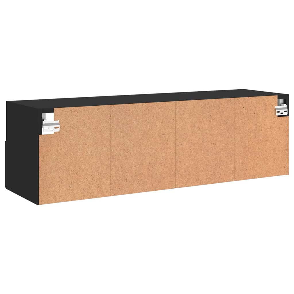 Meuble TV mural noir 100x30x30 cm en matériau à base de bois