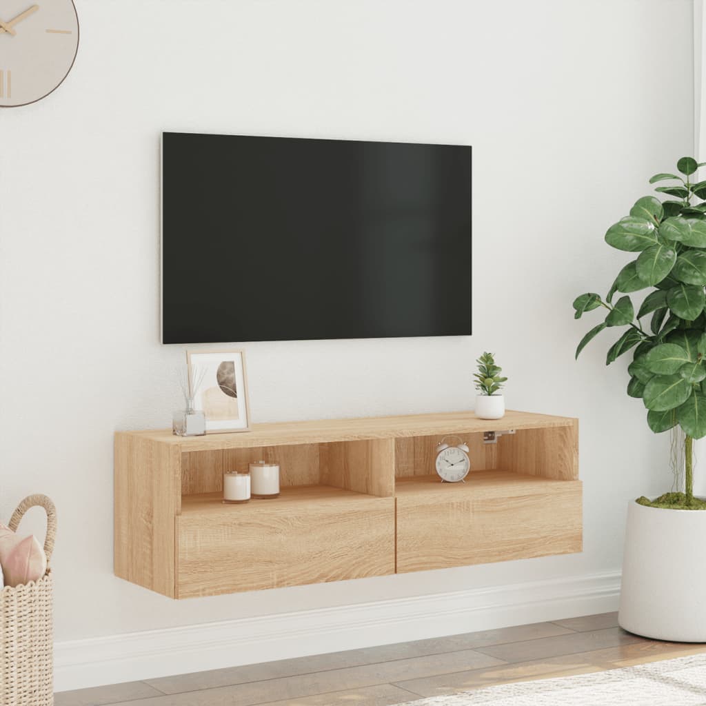 Meuble TV mural en chêne Sonoma 100x30x30 cm, matériau à base de bois