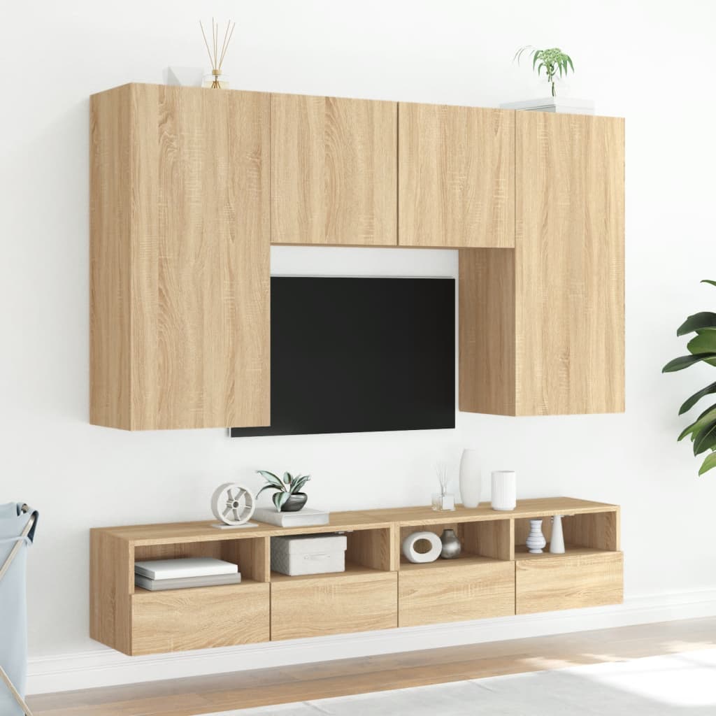 Meuble TV mural en chêne Sonoma 100x30x30 cm, matériau à base de bois