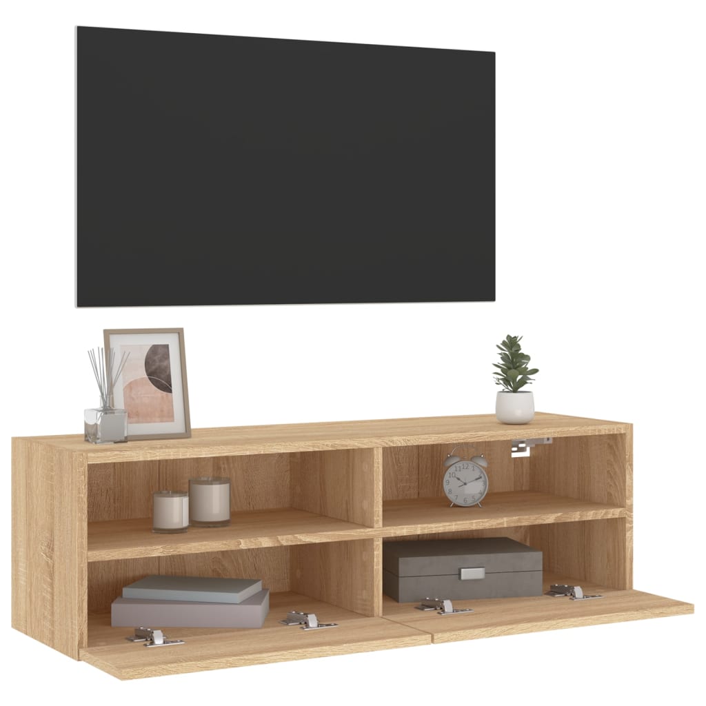 Meuble TV mural en chêne Sonoma 100x30x30 cm, matériau à base de bois