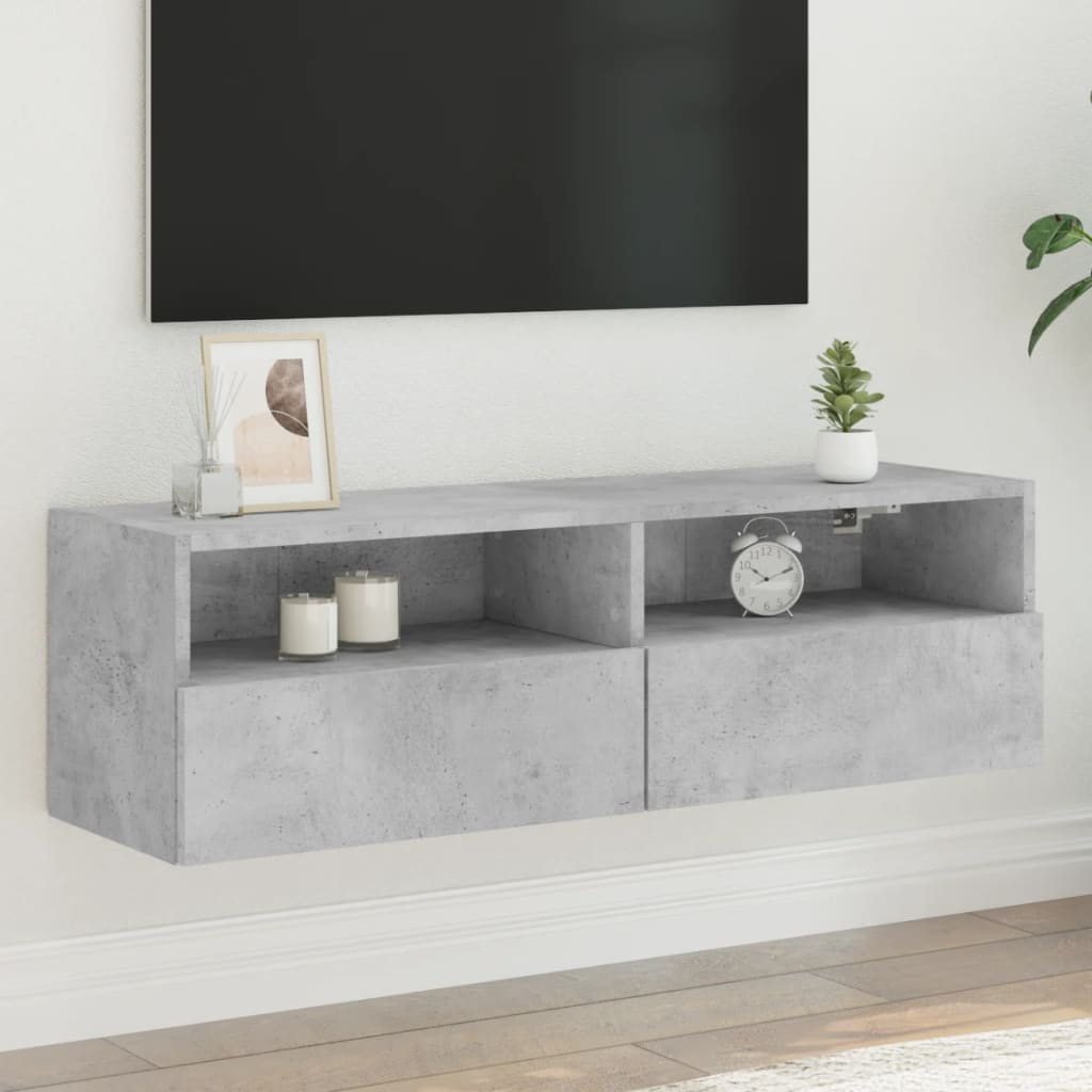 TV wall cabinet concrete grey 100x30x30 cm wood material