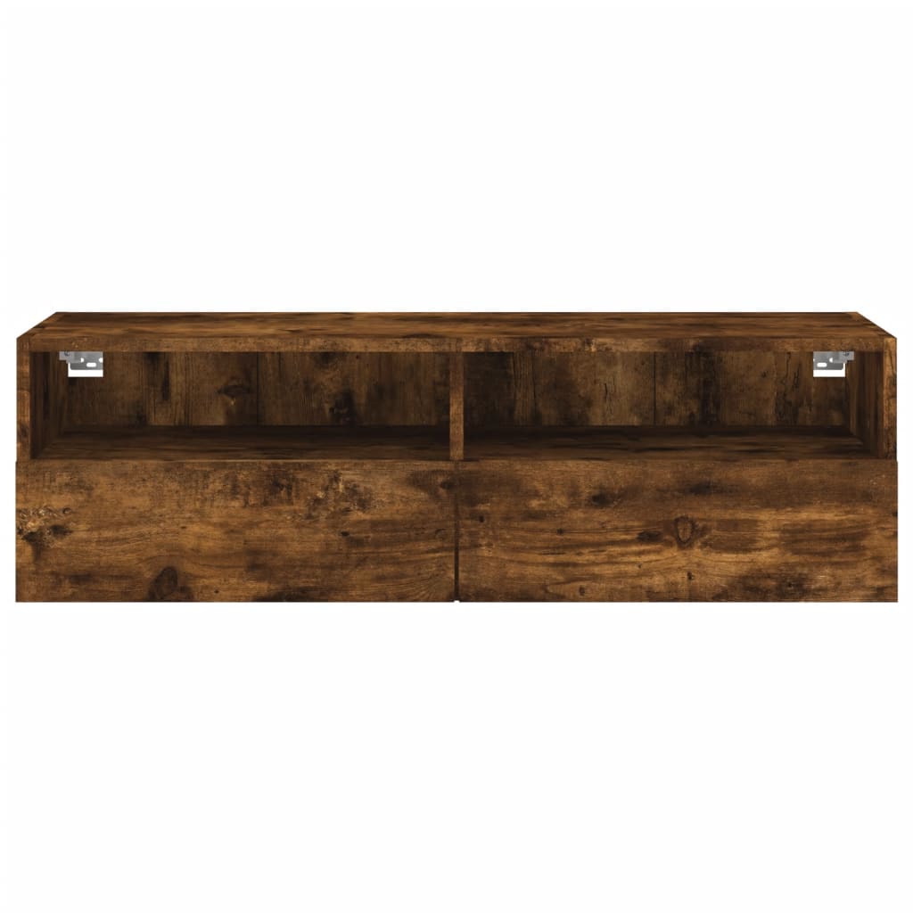 Meuble TV mural chêne fumé 100x30x30 cm matériau bois