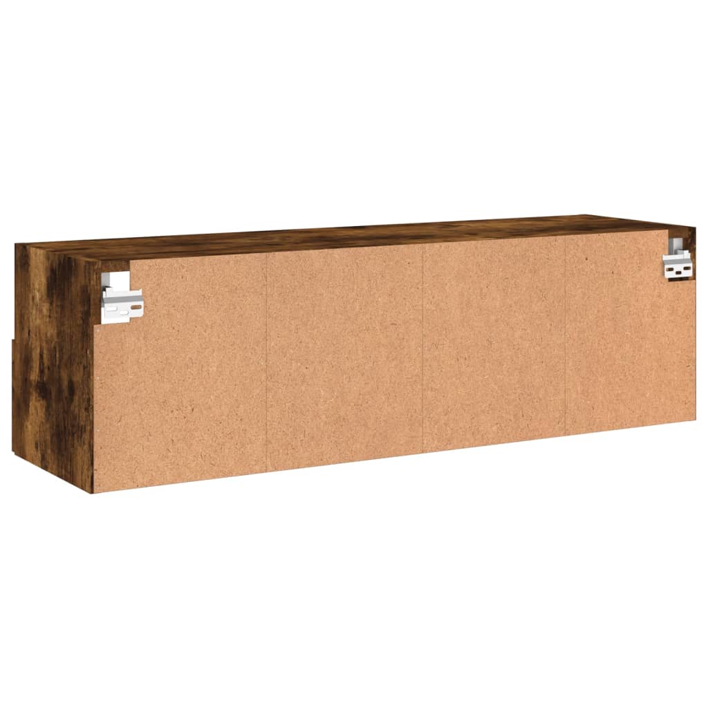 Meuble TV mural chêne fumé 100x30x30 cm matériau bois