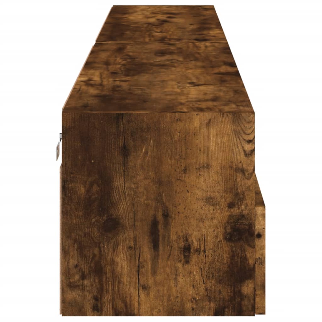 Meubles muraux TV 2 pièces Chêne fumé 100x30x30 cm matériau bois.