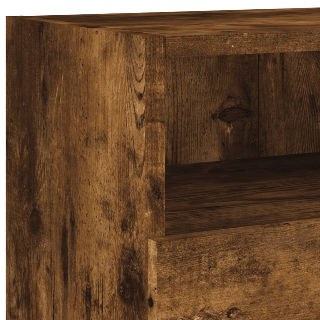 Meubles muraux TV 2 pièces Chêne fumé 100x30x30 cm matériau bois.