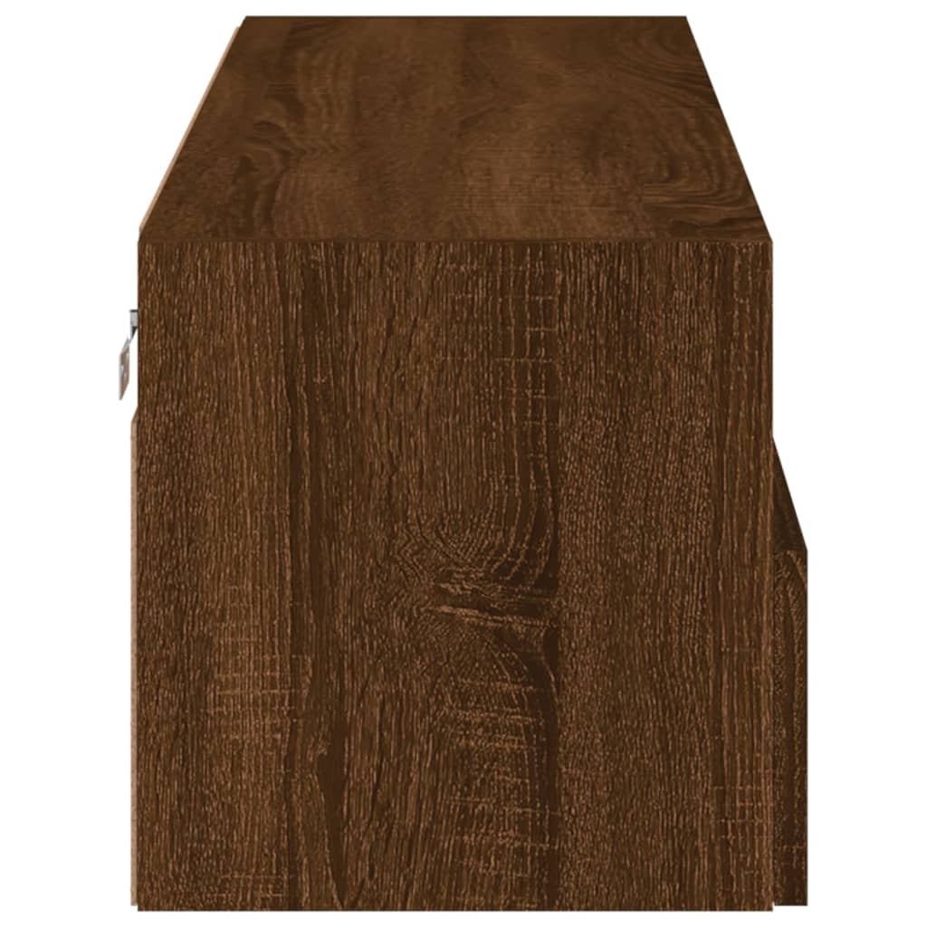 Meuble TV mural aspect chêne marron 100x30x30 cm matériau bois