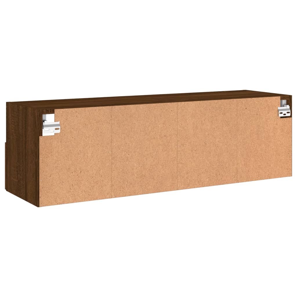 Meuble TV mural aspect chêne marron 100x30x30 cm matériau bois