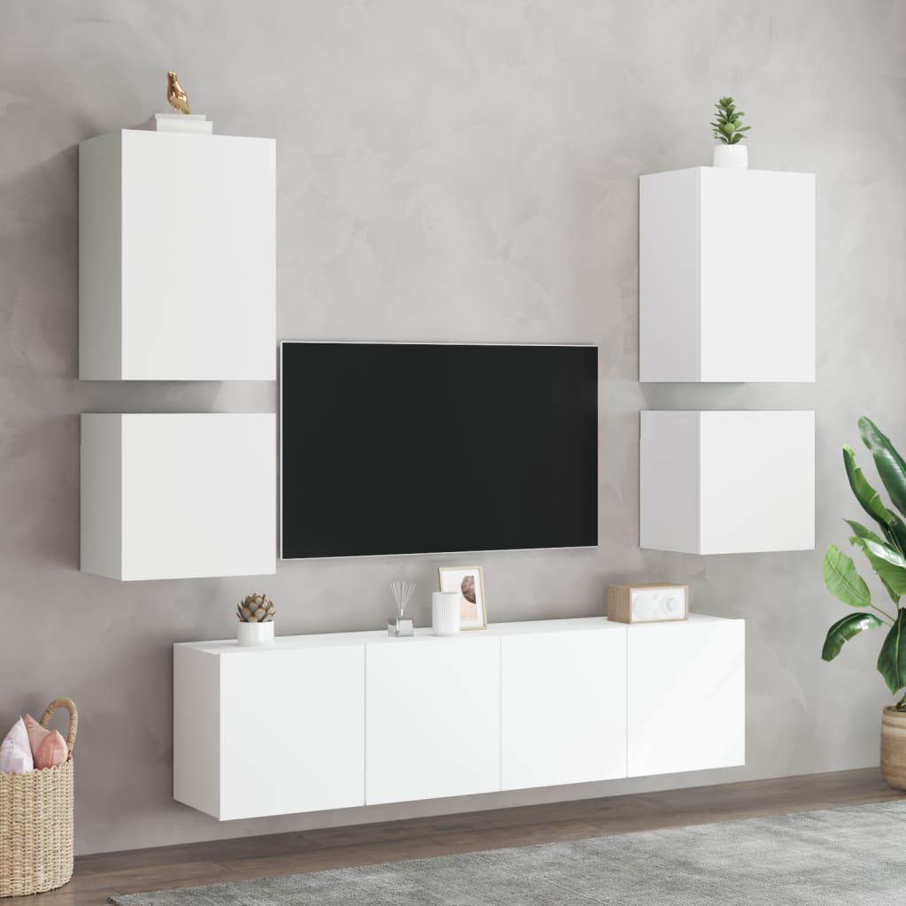Meubles muraux TV 2 pièces blanc 40,5x30x40 cm matériau bois