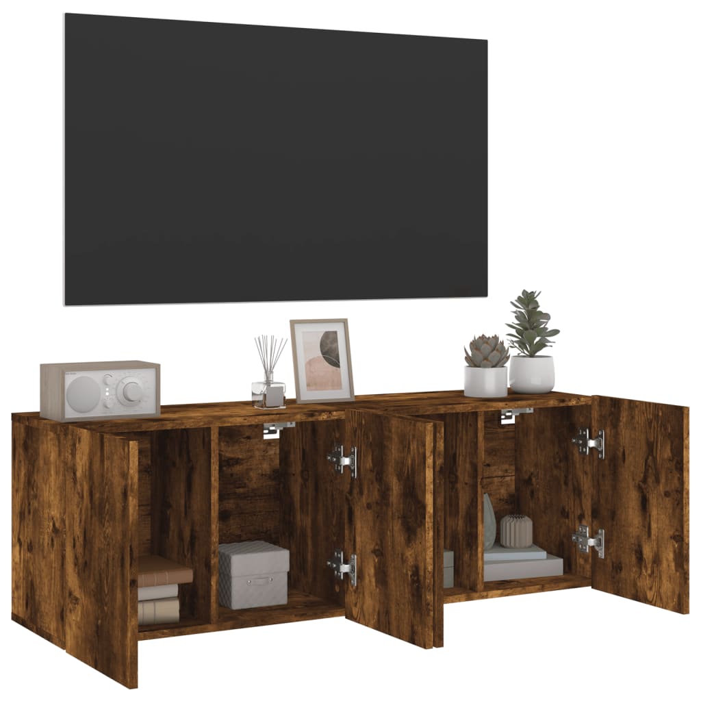 Meubles muraux TV 2 pcs. chêne fumé 60x30x41 cm