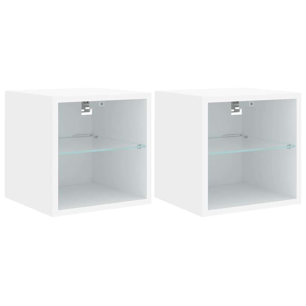 TV wall cabinets with LED lights 2 pcs. White 30x28.5x30 cm