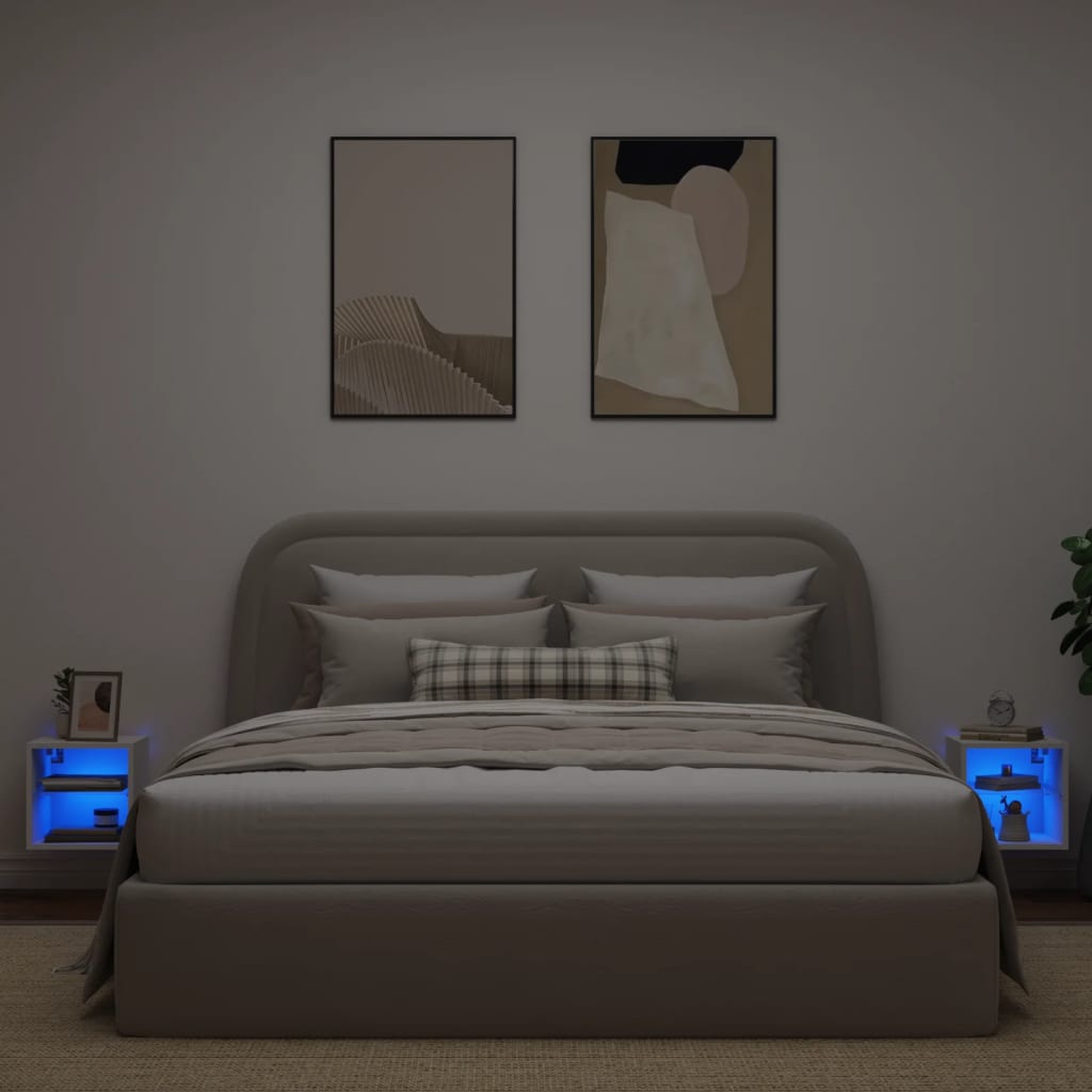 TV wall cabinets with LED lights 2 pcs. White 30x28.5x30 cm