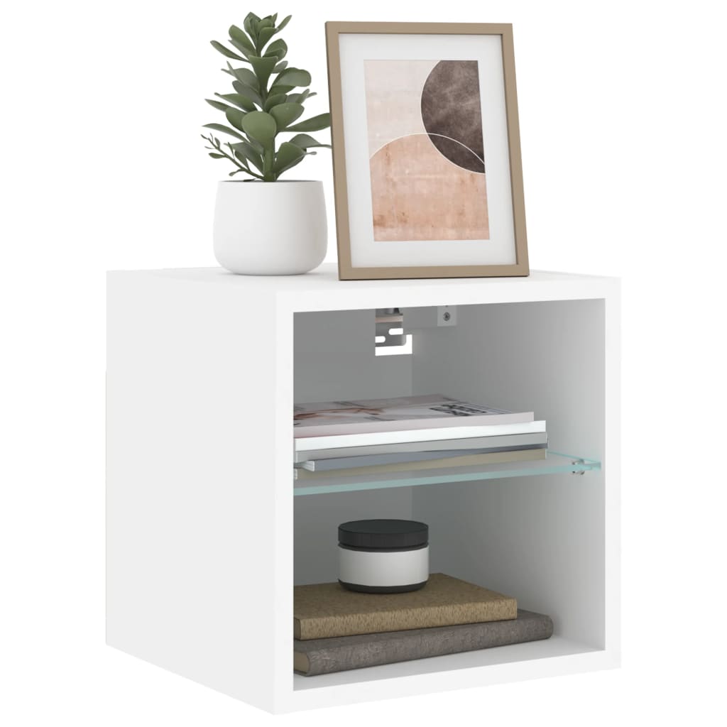 TV wall cabinets with LED lights 2 pcs. White 30x28.5x30 cm