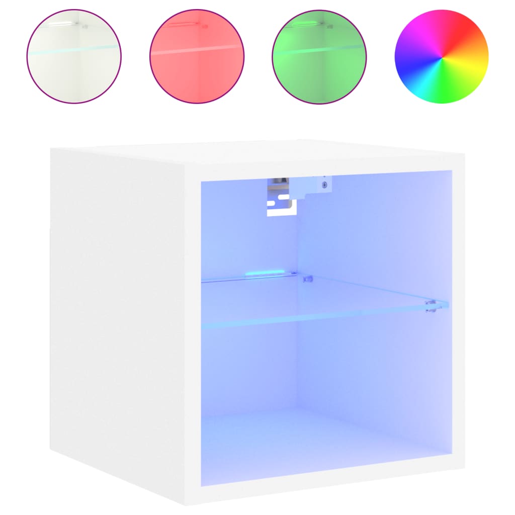 TV wall cabinets with LED lights 2 pcs. White 30x28.5x30 cm