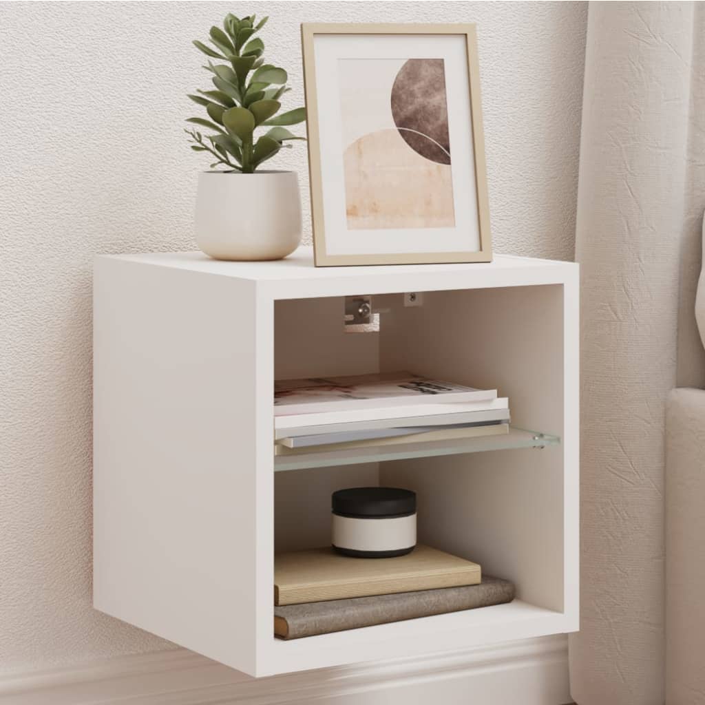 TV wall cabinets with LED lights 2 pcs. White 30x28.5x30 cm