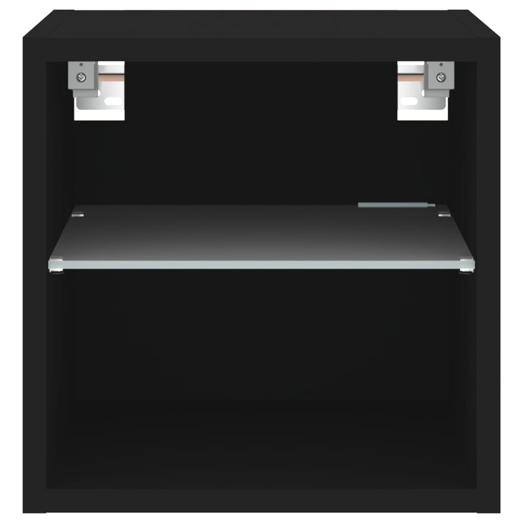 TV wall cabinets with LED lights 2 pcs. Black 30x28.5x30 cm