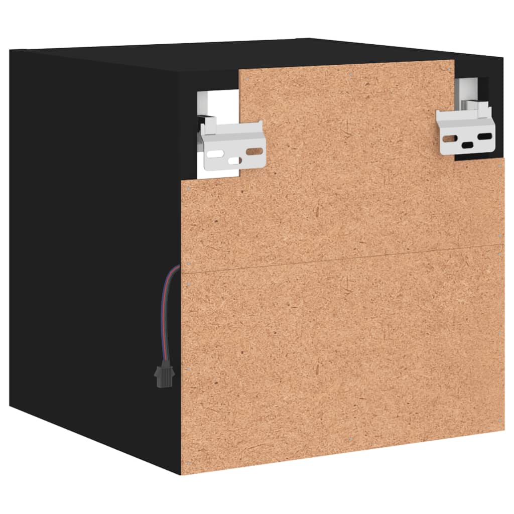 TV wall cabinets with LED lights 2 pcs. Black 30x28.5x30 cm