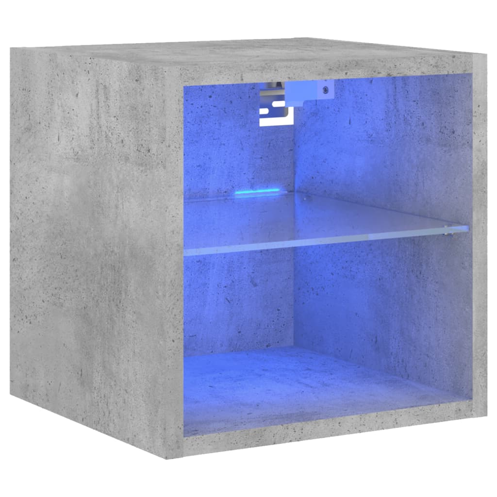 TV wall cabinet with LED lights concrete grey 30x28.5x30 cm