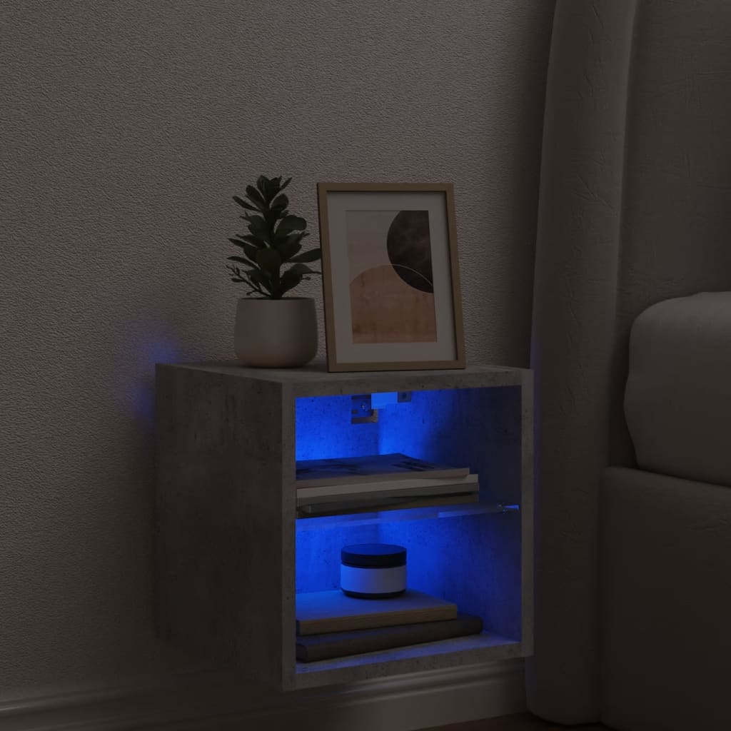 TV wall cabinet with LED lights concrete grey 30x28.5x30 cm