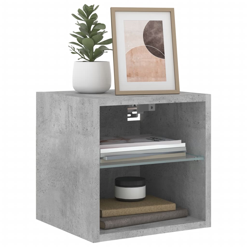 TV wall cabinet with LED lights concrete grey 30x28.5x30 cm