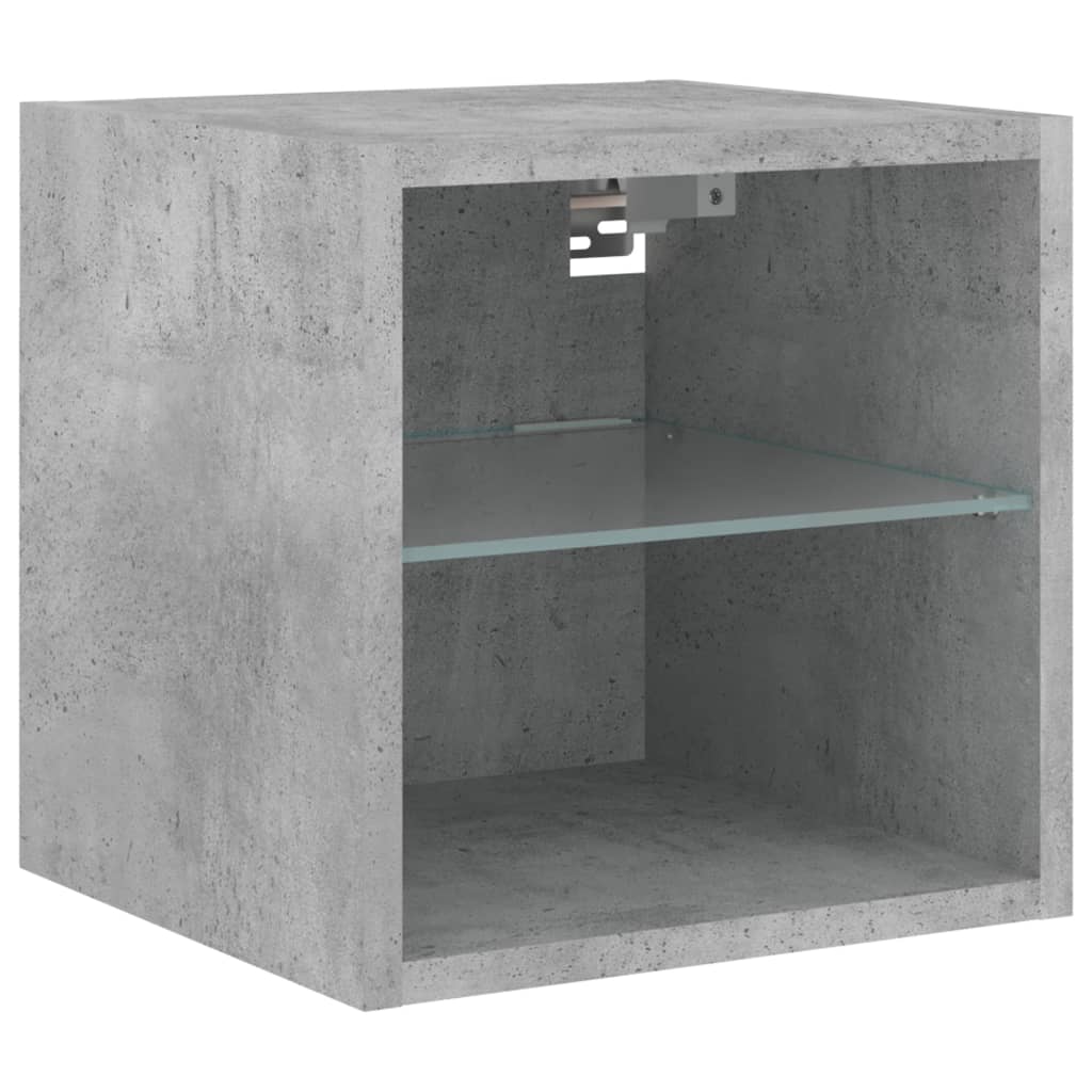 TV wall cabinet with LED lights concrete grey 30x28.5x30 cm