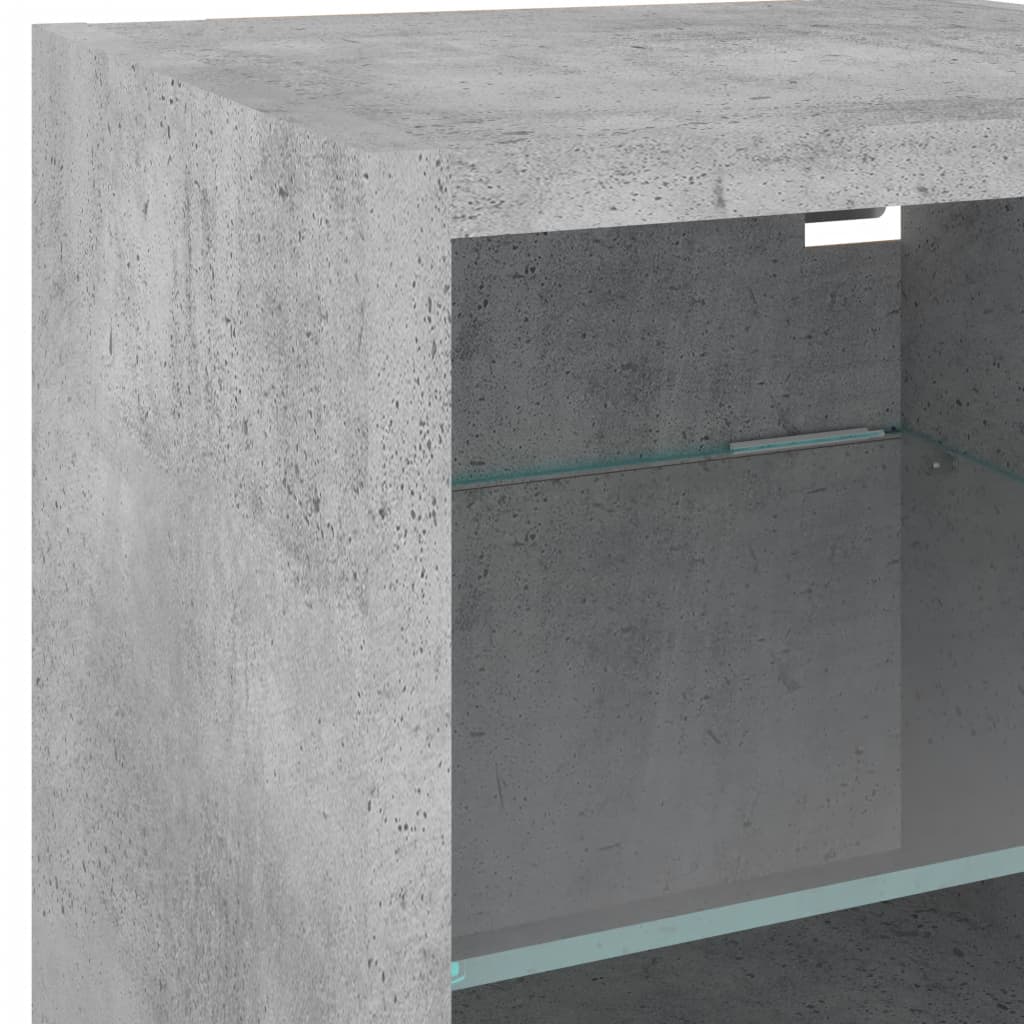 TV wall cabinet with LED lights concrete grey 30x28.5x30 cm