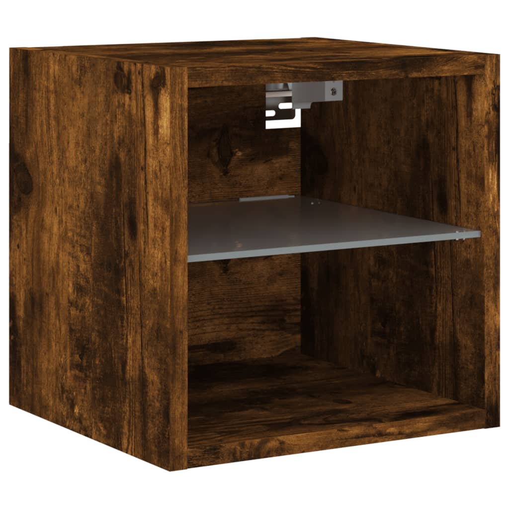 TV wall cabinets with LED lights 2 pcs. Smoked oak