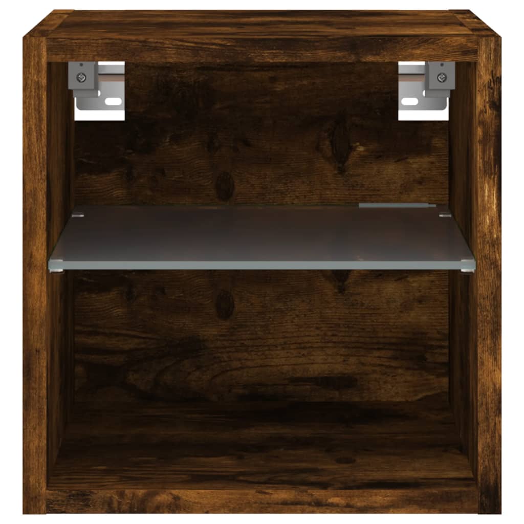 TV wall cabinets with LED lights 2 pcs. Smoked oak