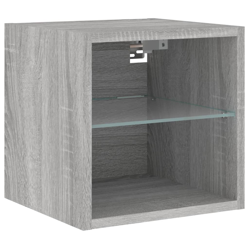 Meuble TV mural avec lumières LED Gris Sonoma 30x28,5x30 cm