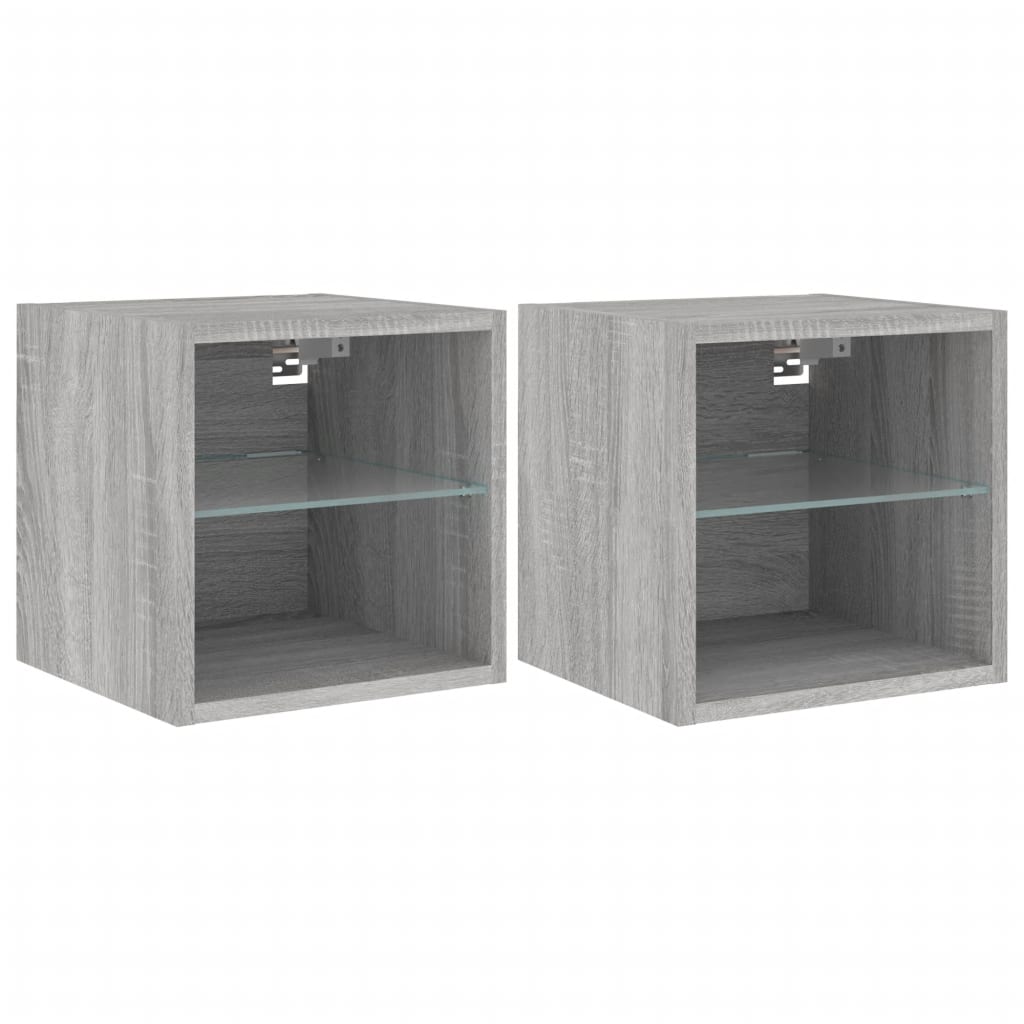 TV wall cabinets with LED lights 2 pcs. Gray Sonoma
