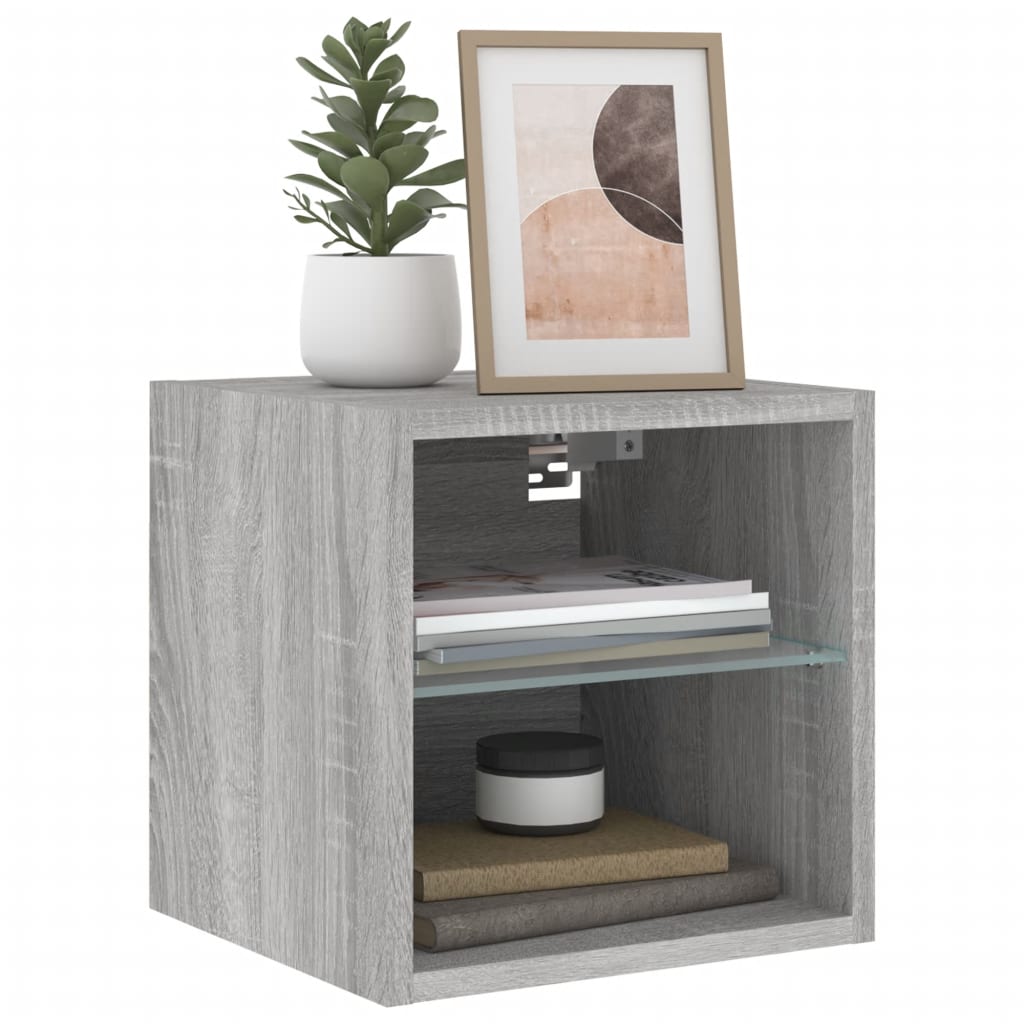 TV wall cabinets with LED lights 2 pcs. Gray Sonoma