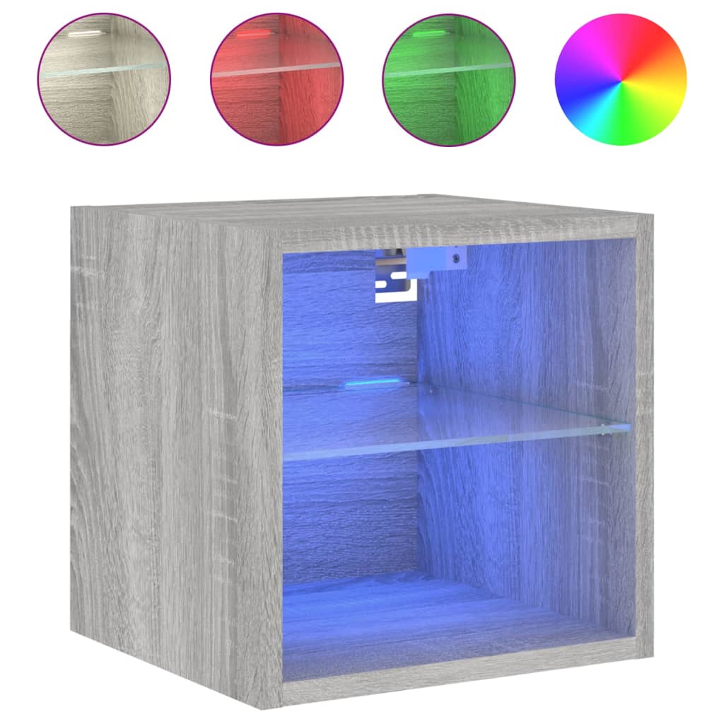 TV wall cabinets with LED lights 2 pcs. Gray Sonoma