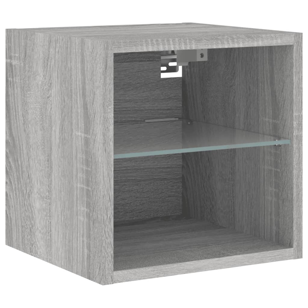 TV wall cabinets with LED lights 2 pcs. Gray Sonoma
