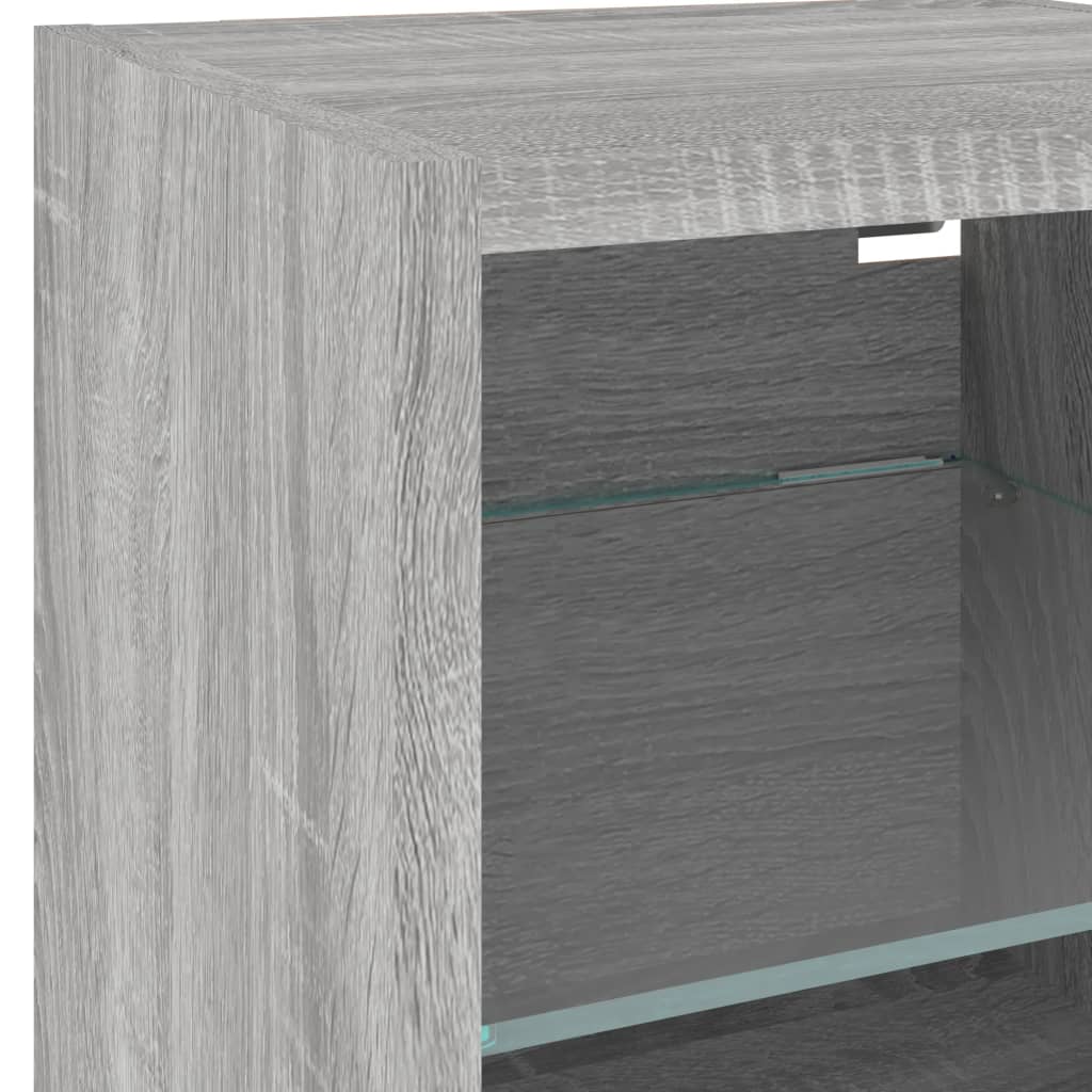 TV wall cabinets with LED lights 2 pcs. Gray Sonoma