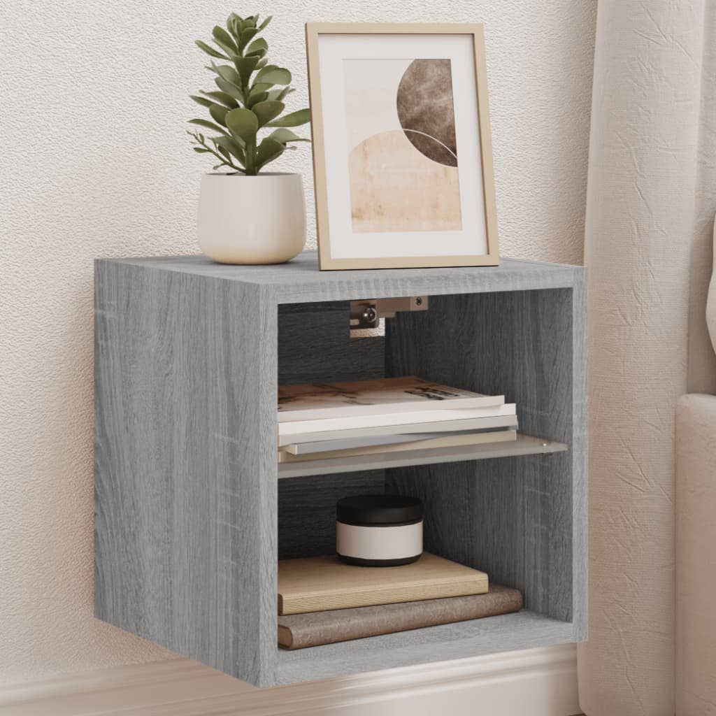 TV wall cabinets with LED lights 2 pcs. Gray Sonoma
