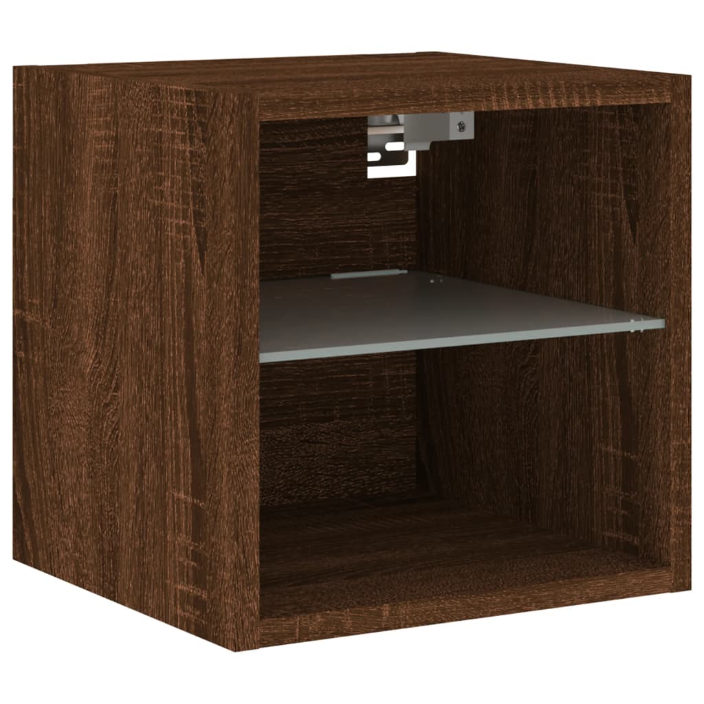 TV wall cabinet with LED lights brown oak look 30x28.5x30cm