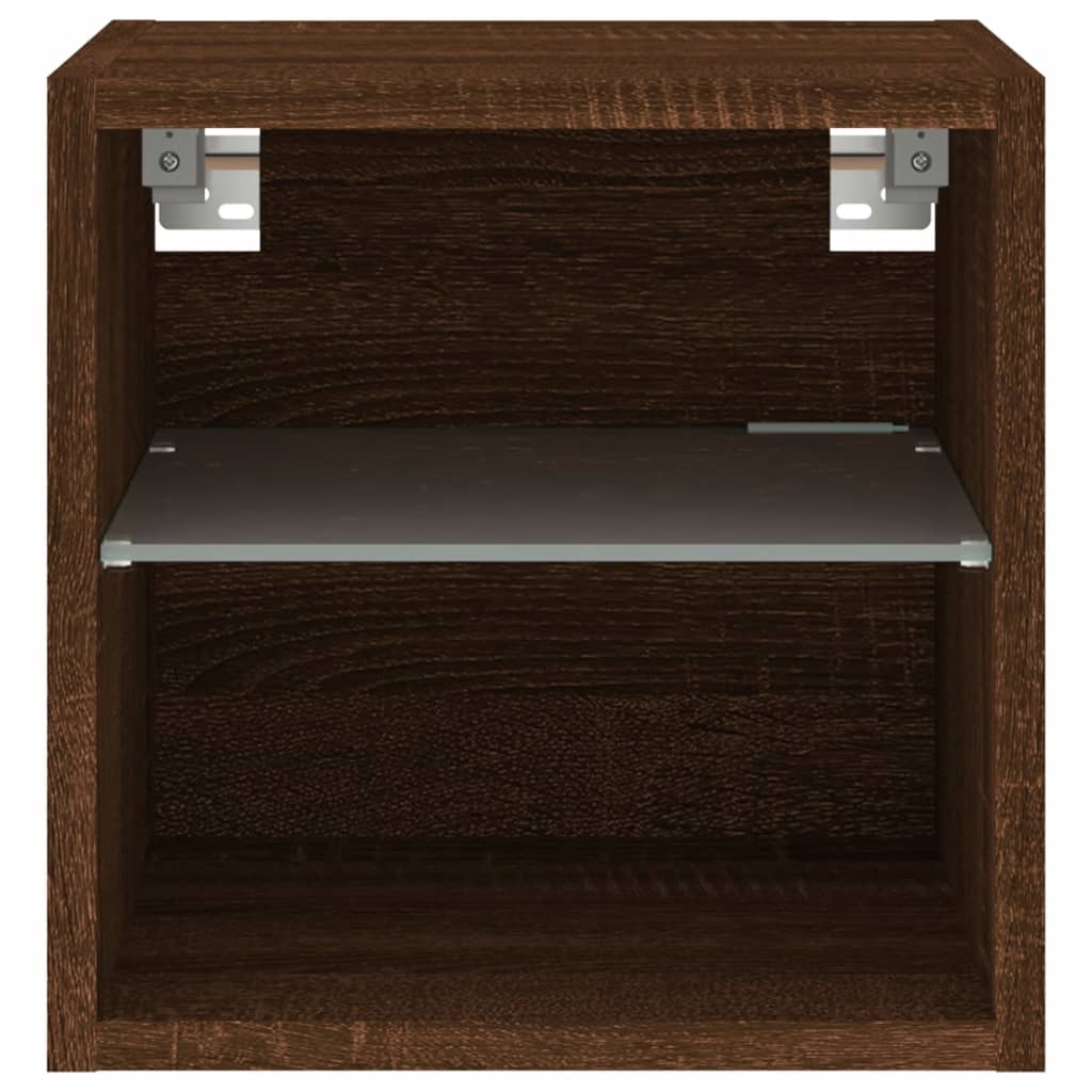 TV wall cabinet with LED lights brown oak look 30x28.5x30cm