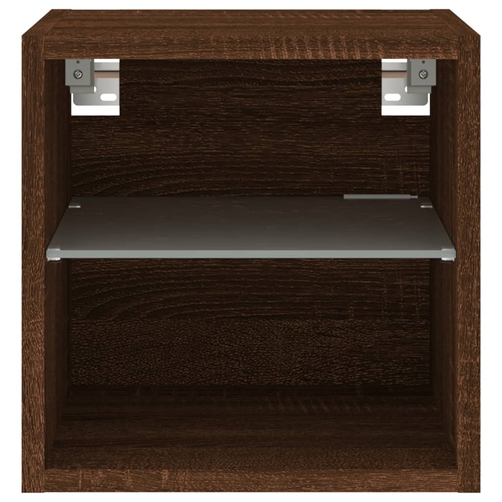 TV wall cabinets with LED lights 2 pcs. Brown oak look