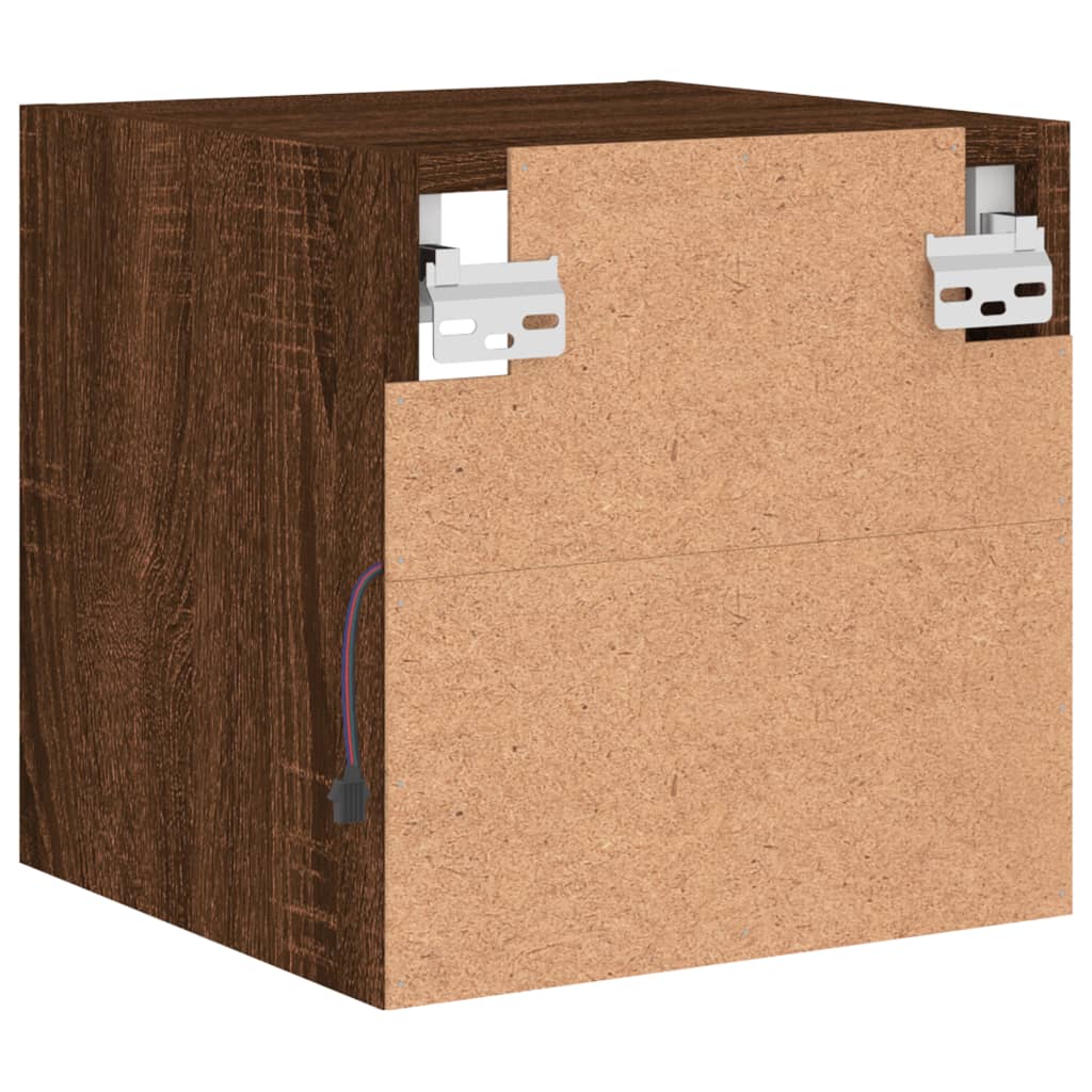 TV wall cabinets with LED lights 2 pcs. Brown oak look