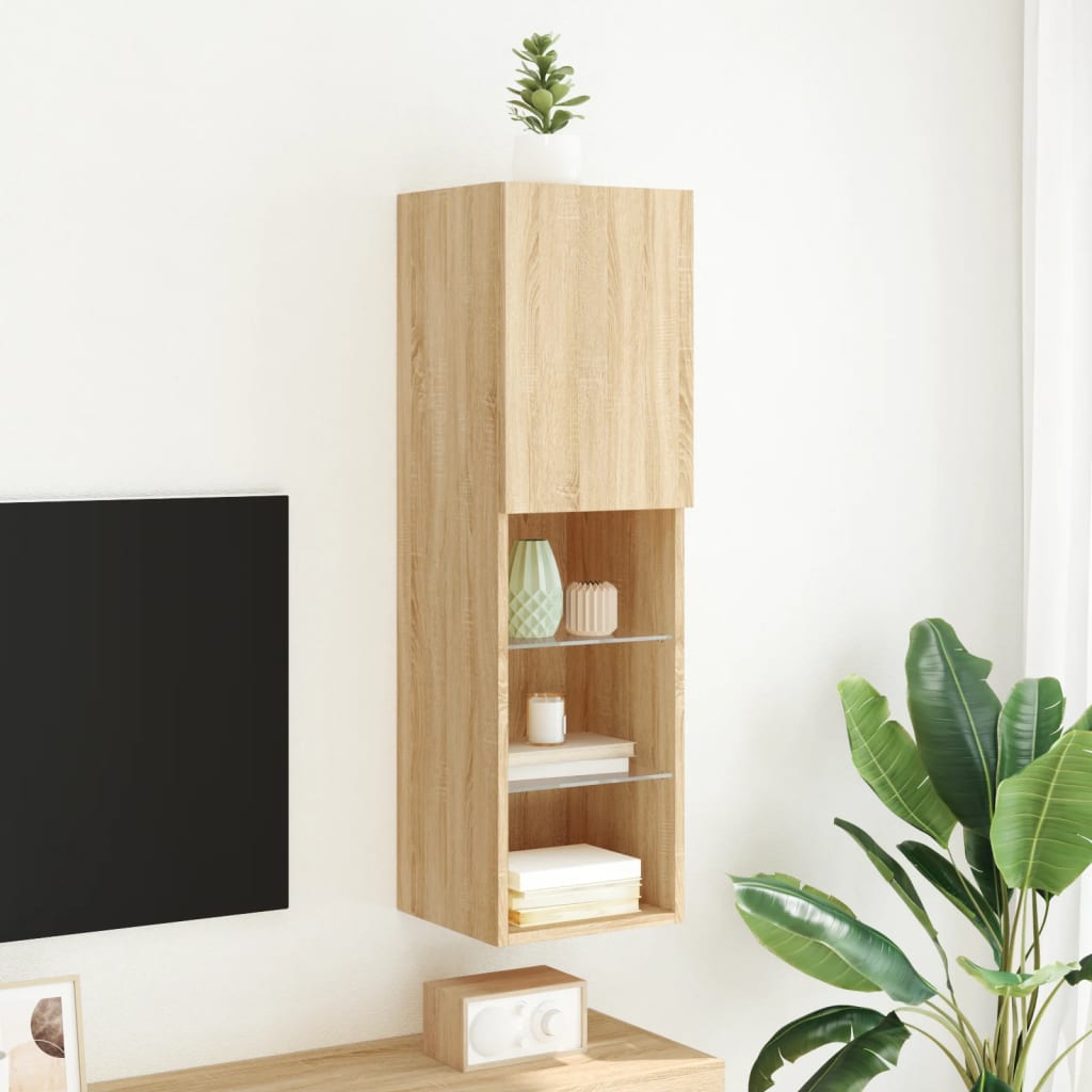 Meuble TV avec lumières LED Chêne Sonoma 30,5x30x102 cm