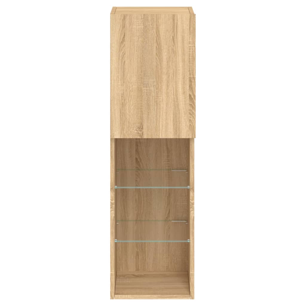 Meuble TV avec lumières LED Chêne Sonoma 30,5x30x102 cm