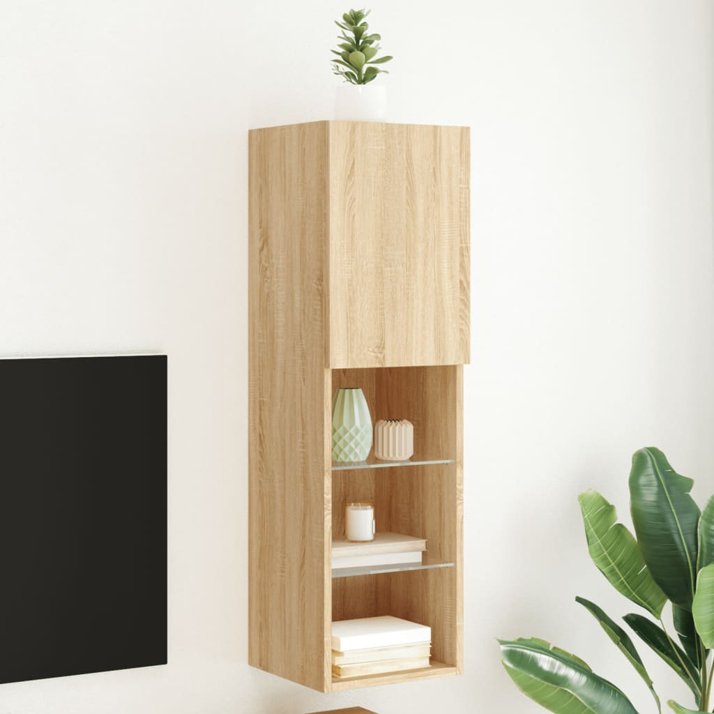 Meuble TV avec lumières LED Chêne Sonoma 30,5x30x102 cm