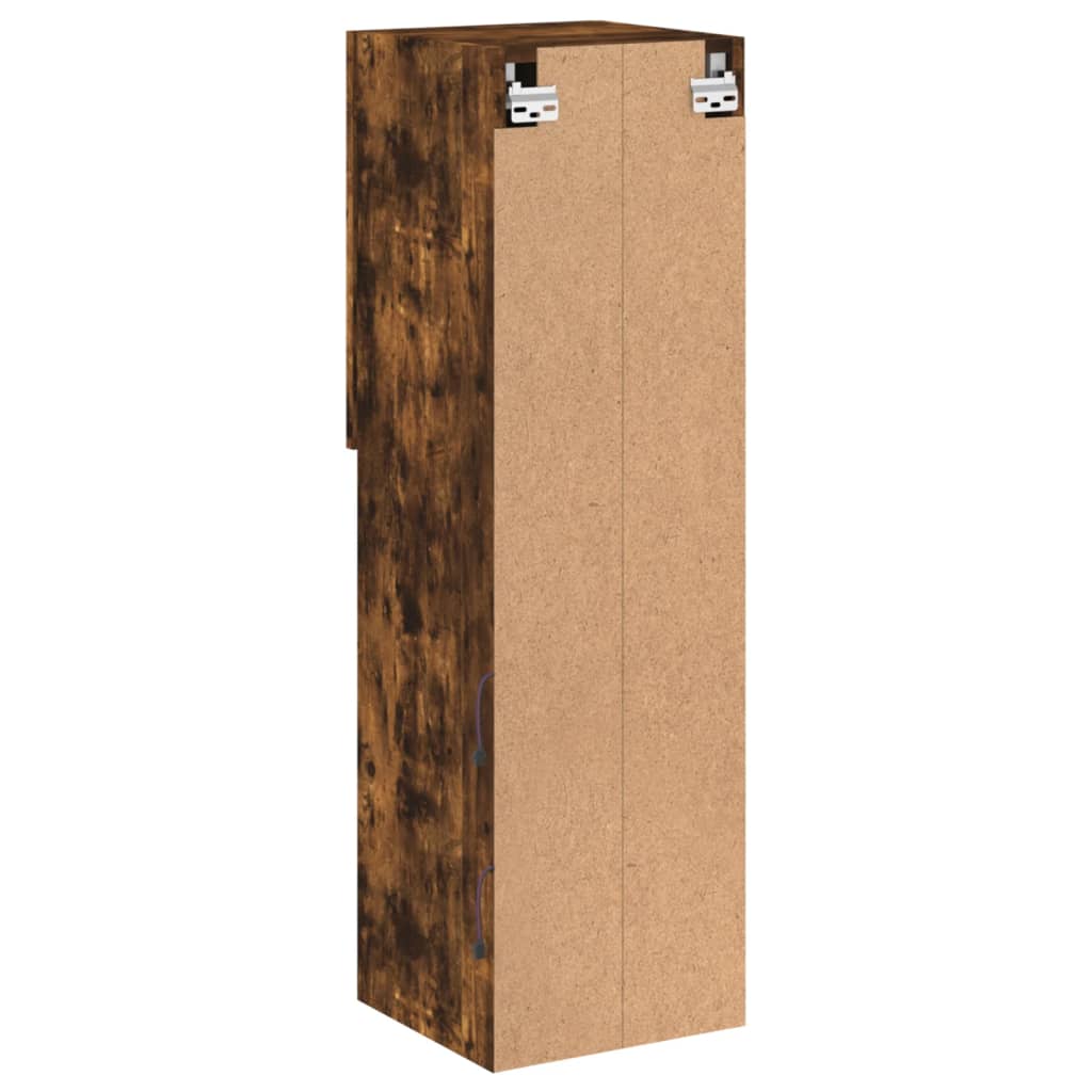 TV cabinet with LED lights smoked oak 30.5x30x102 cm